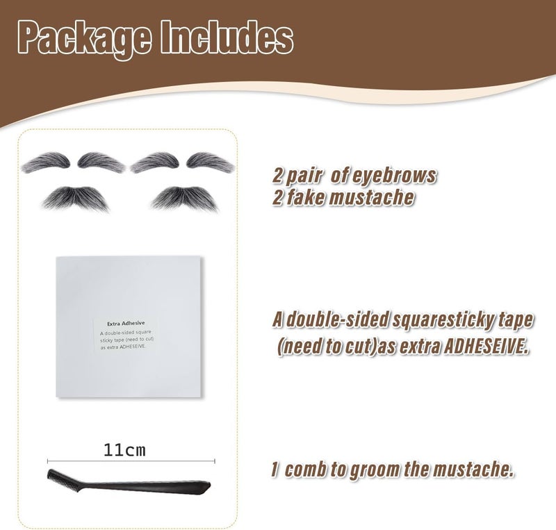 Honcloud Store Old Man Mustache and Eyebrow Perfect for Custome Accessories Grandpa Stage Performances Halloween Props - Image 5